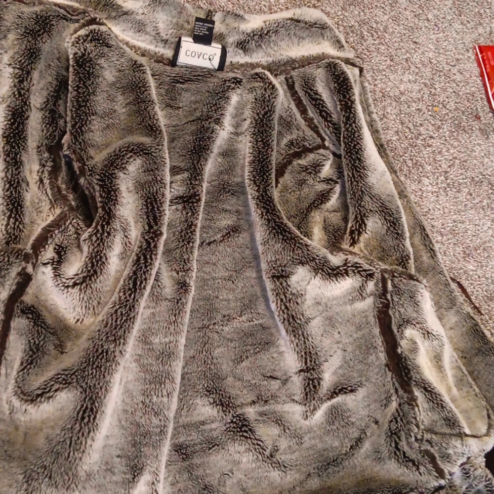 brown, heavy winter coat, very warm, from the 90's.